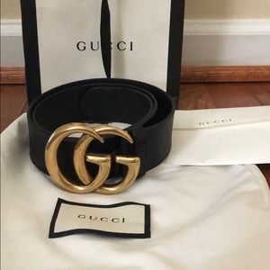 Gucci Leather belt with double G buckle